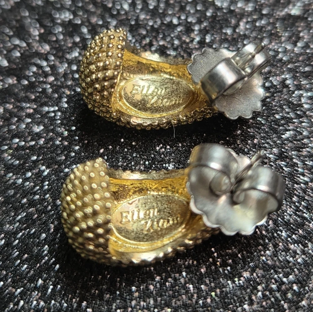 Vintage Ellen Kiam Gold Textured Earrings